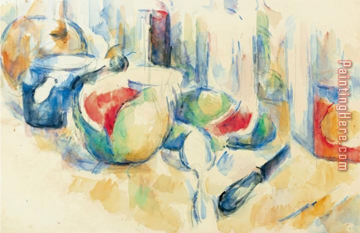 Paul Cezanne Still Life with Sliced Open Watermelon